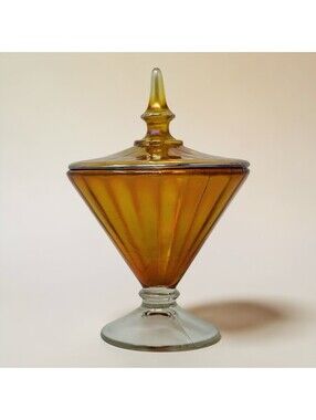 Aztec Marigold Carnival Footed Candy Dish-Vintage Lancaster Glass